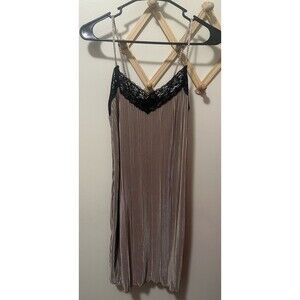 Y2K Poof Mini Slip Dress Gold And Black Lace Size Medium